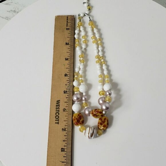 VINTAGE ARTISAN Glass & Resin Beaded Double Strand Necklace - Picture 7 of 7